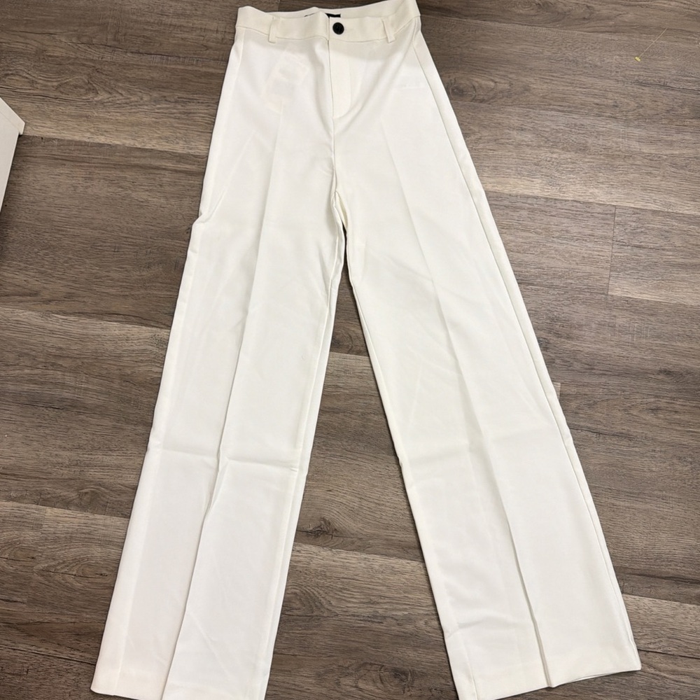 Zara White Wide-Leg Trousers